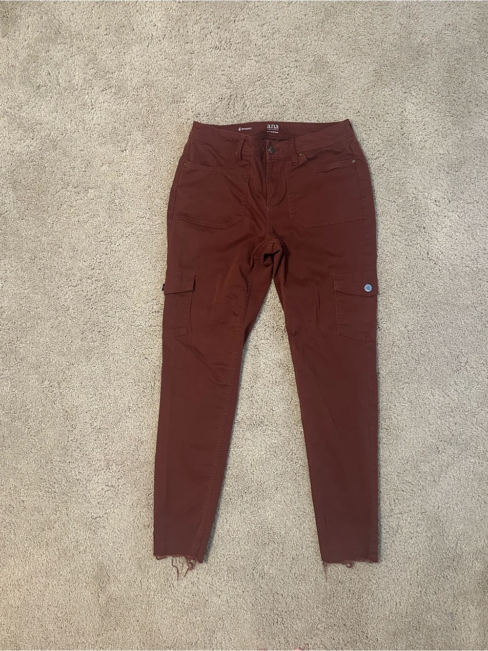 a.n.a Women's Rust-Brown Skinny Cargo Jeans